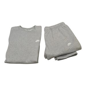 Nike Sportswear Club Fleece Grey Sweatsuit Set Mens Size 2XL Pants And Crew Neck